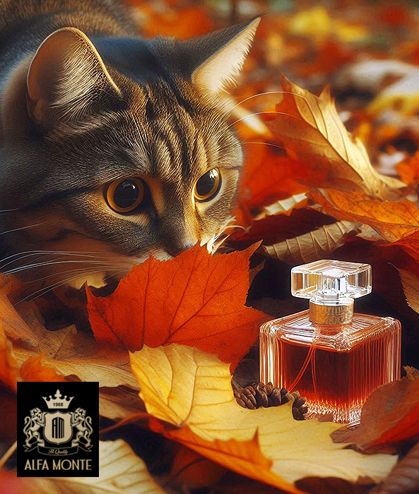 یک گربه در حال تماشای عطر مناسب فصل پاییز